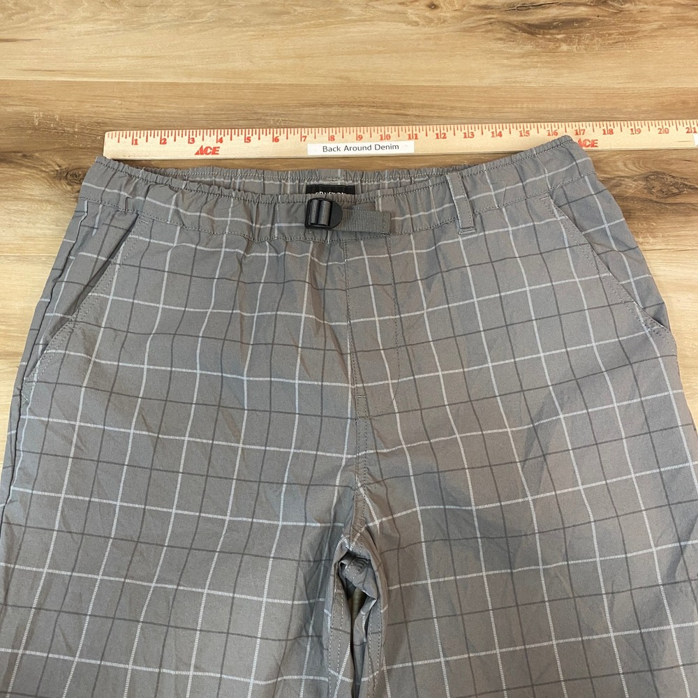 BRIXTON Steady Loose Fit Plaid Cargo Pants Mens Large Gray Nylon Blend Belted - Picture 2 of 9